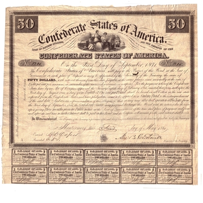 Civil War Confederate Bearer Bonds